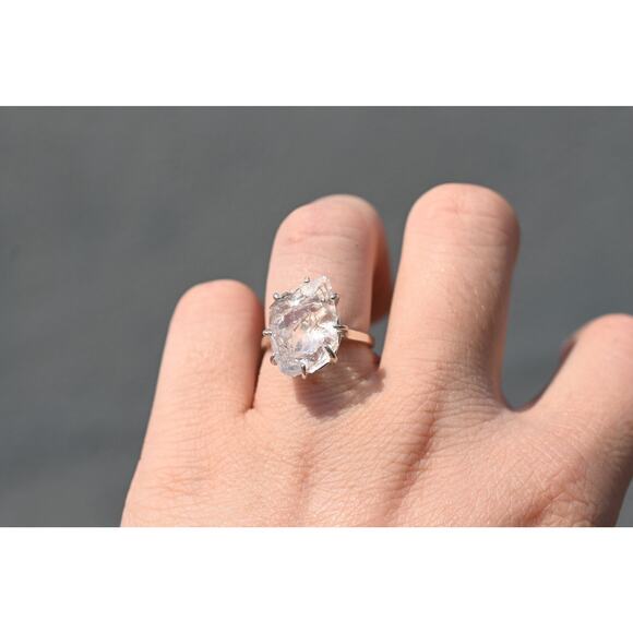 Edwardian Raw Diamond Engagement Ring Rough Diamond Wedding Band Uncut Diamond - Picture 1 of 9